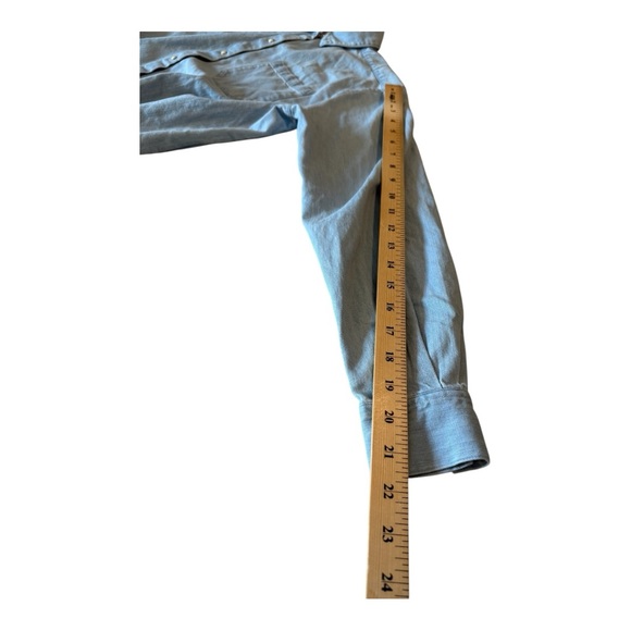 Sezane Light Denim Max Snap Button Chest Pocket Shirt Womens Size 32 US 0 XXS - Picture 14 of 16